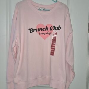 Wild Fox Brunch club Pink Sweatshirt 100 Cotton Xl Nwt